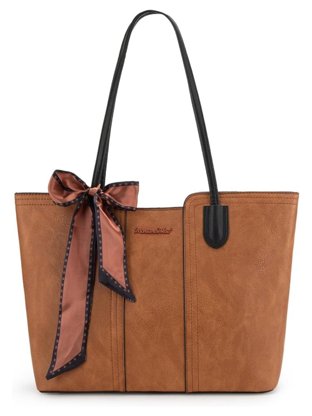 Vegan Leather Satchel Tote Bag Top Zip Work Purse with Scarf